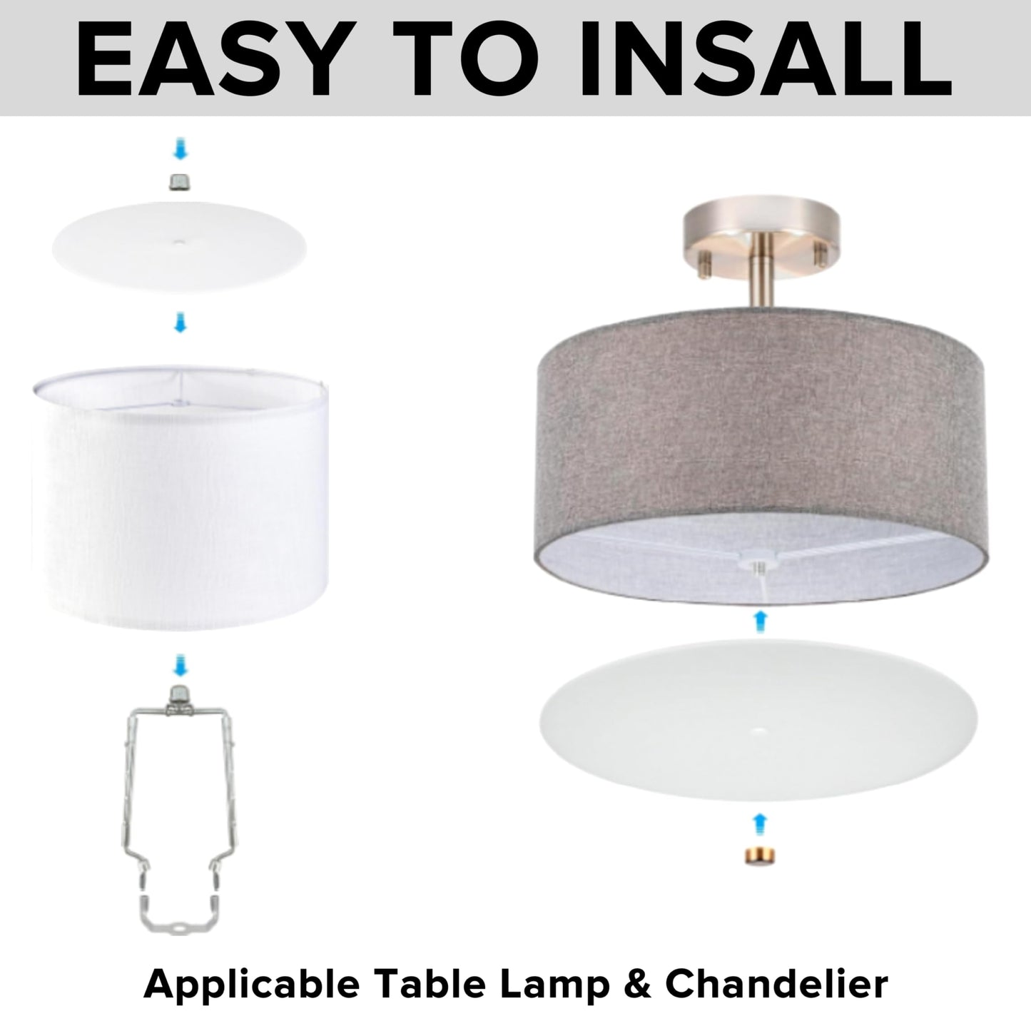 Go&So (1 Pcs) Lamp Shade Diffuser 10.5/267 Mm Frosted White Acrylic Drum Lampshade Diffuser - Fits 11.5-14 Openings Round Lamp Shades For Pendant Light And Table Lamps Soft Lighting