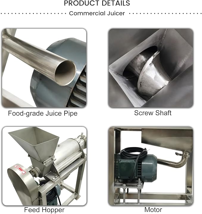 220V 3PH Commerical Fruit and Vegetable Juicer 0.5T/H Stainless Steel Fruit Juice Extractor Machine Industrial Automatic Spiral Multi-Functional Juicer 1500W