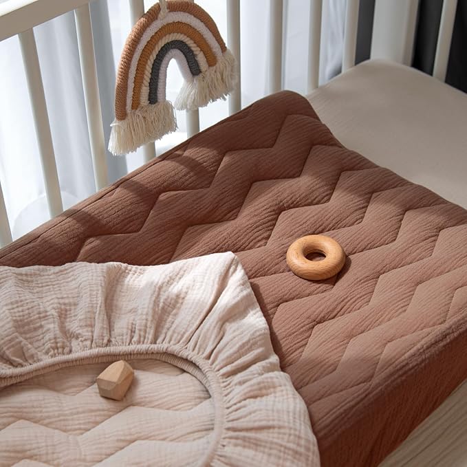 lulumoon Muslin Changing Pad Cover: Baby Cotton Quilted Changing Table Cover - Soft Changing Pad Sheets for Boys Girls
