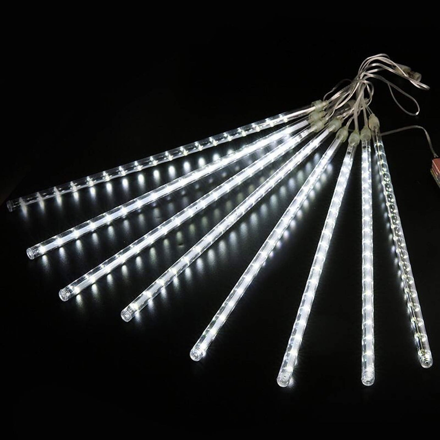 Jjgoo Christmas Lights Outdoor  Meteor Shower Rain Lights 10 Tube 12 Inch 240 Leds Icicle Raindrop Light For Xmas Tree Halloween Holiday Decoration  White