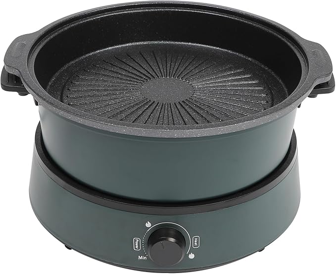 4L/4.2Qt Electric Hot Pot,Portable Electric Pan 1350W,Non-Stick Electric Skillet 1-5 People,Multi-Cooker for Parties, Barbecues,Camping,Travel (Green)