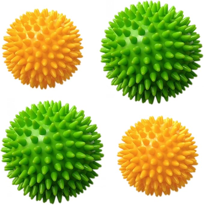 AppleRound Spiky Massage Balls, 7.5 cm & 9 cm Combo Pack, Stress Reflexology, Muscle Therapy, Tension Relief, Porcupine Se...