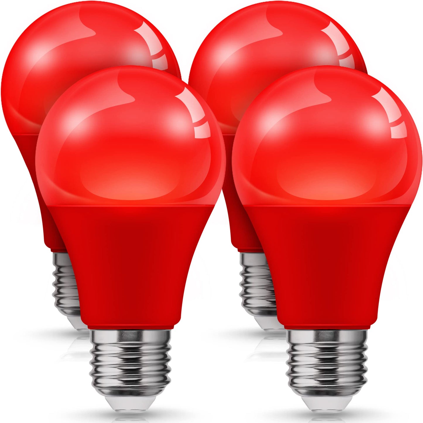 L Lohas Led Red A19 Light Bulbs, 9W (60W Equivalent), E26 Base, Non-Dim, 4 Pack, Indoor Christmas Decor