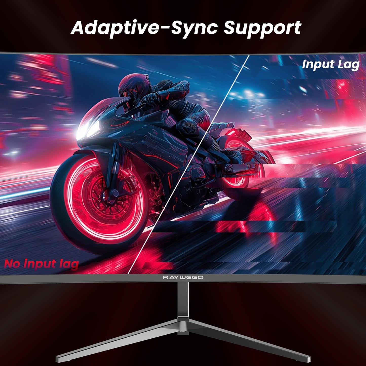 Raywego 24-inch Curved Gaming Monitor Frameless,180Hz/144Hz Monitor 1080P,4000:1 Contrast Ratio,HDMI 2.0/DP 1.4/USB 2.0,FreeSync,Crosshair/Timer/FPS/RTS,Tilt Adjustable(DP Cable Included)