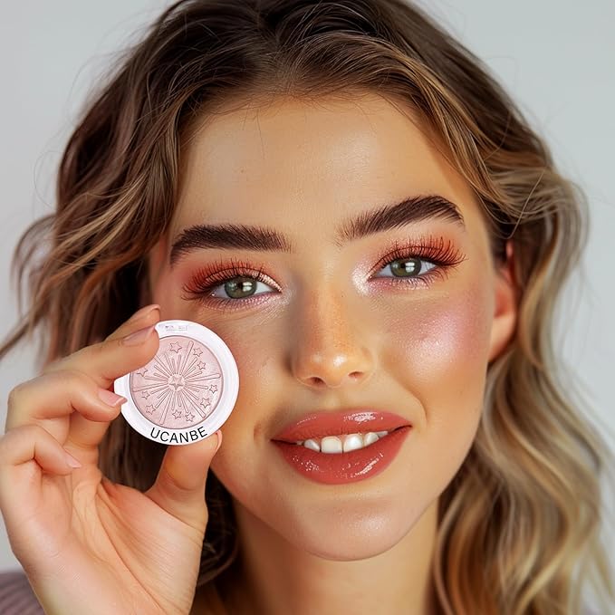 UCANBE Baked Blush for Cheek, Glow Blushing Palette - Seamless Silky Blendable Powder Blush Makeup Palette, Delivering Long Last Natural Ruddy Complexion, 05 Champagne
