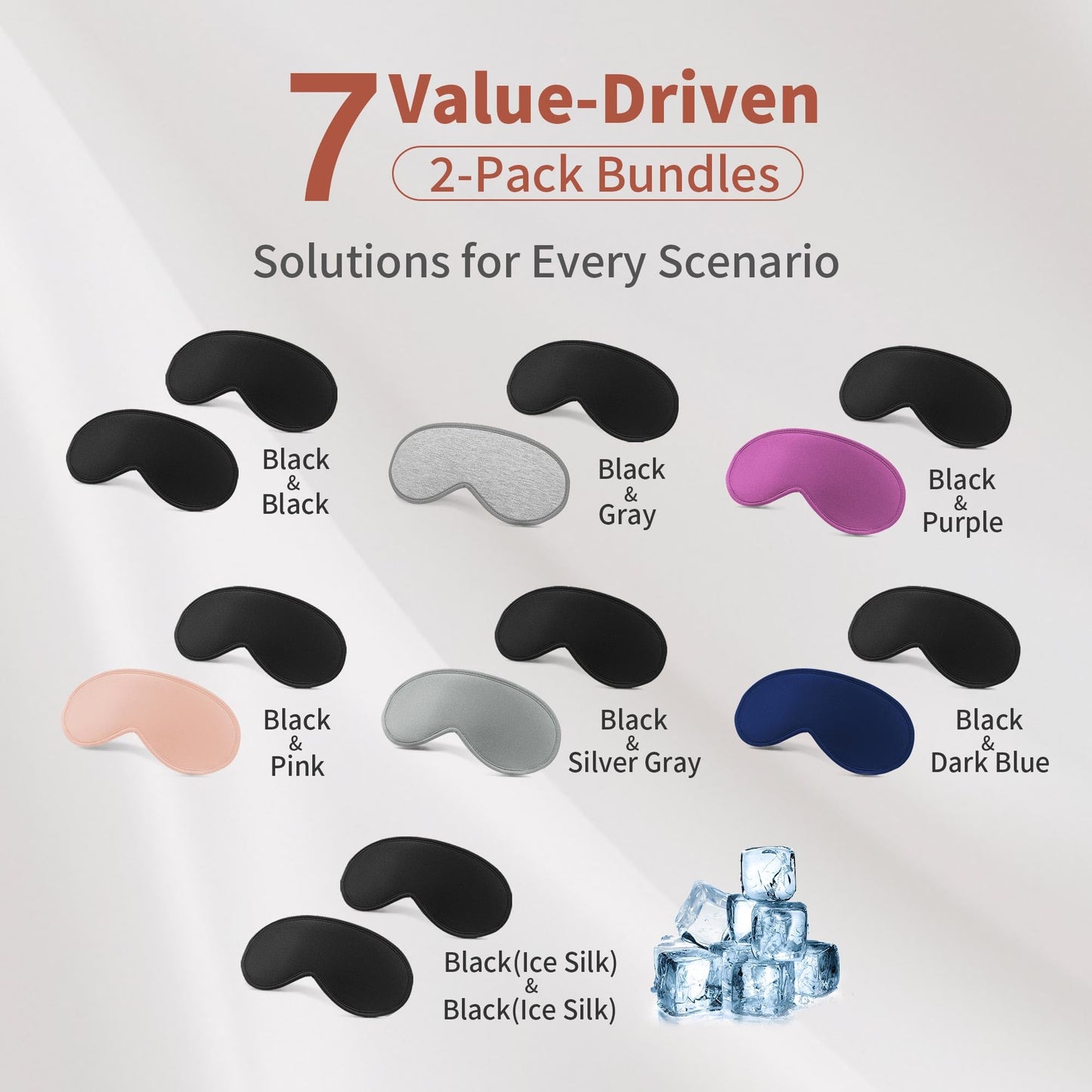 3D Sleep Mask for Men Women 2 Pack, Blackout Eye Mask for Sleeping Eye Mask for Side Sleeper, Memory Foam Adjustable&Washable, Airplane Travel Essentials Couples Yoga Meditation Office Black & Pink
