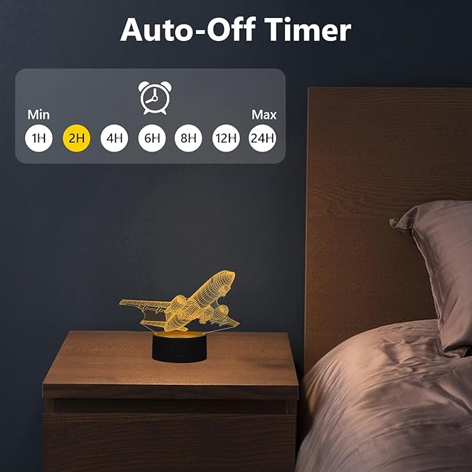 Airplane Night Light, 3D LED Illusion Night Lamp for Boys - Aircraft Themed Bedroom Lamps, Optical Illusion Lamp with Remote Control, Perfect for Kids' Room Décor, Cool Gifts for Airplane Lovers