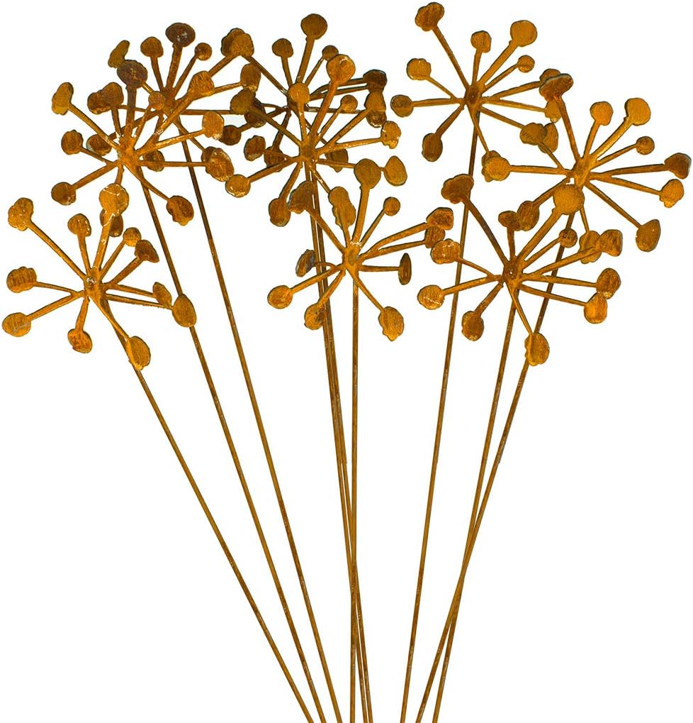 Rusty Metal Flowers, Garden Art, 9-Piece Set, Flower Sculpture, Wedding Table Arrangement, Yard Artwork