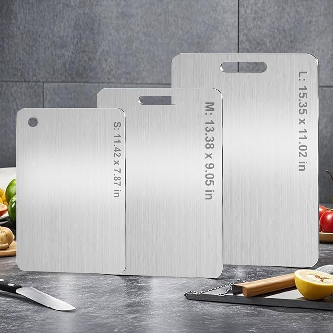 Tavano Titanium Cutting Board,100% Pure Titanium Cutting Boards for Kitchen,Food-Grade Double Side Available Non Toxic Chopping Board,Dishwasher Safe Hygiene Durable Boards(1PC-XL)