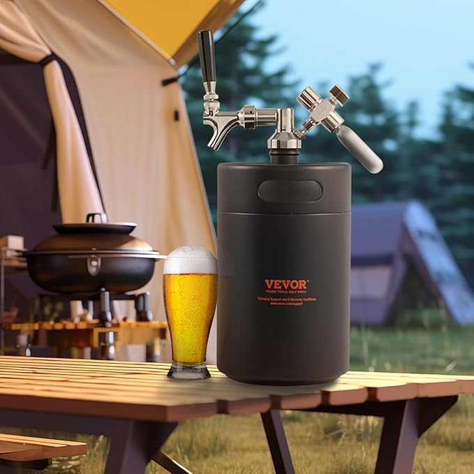 Beer Growler Tap System, 170Oz 5L Mini Keg, 304 Stainless Steel Pressurized Beer Growler, Keg Growler with Pressure Display, CO2 Regulator Faucet, Leak-Proof Ring For Draft, Homebrew, Craft Beer