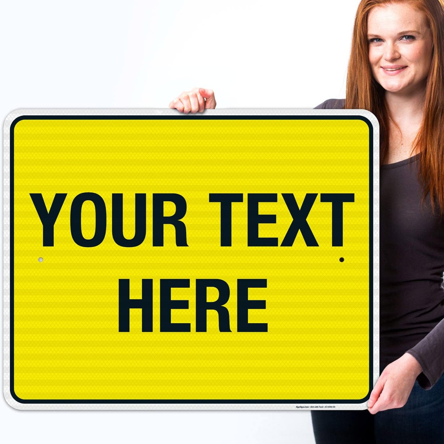 Personalized Custom Yellow Background Customize for Office, Business, Workplace, Home, Airbnb, Delivery Sign, 24x30 Inches, 3M EGP Reflective .080 Aluminum, Fade Resistant, Made in USA by Sigo Signs