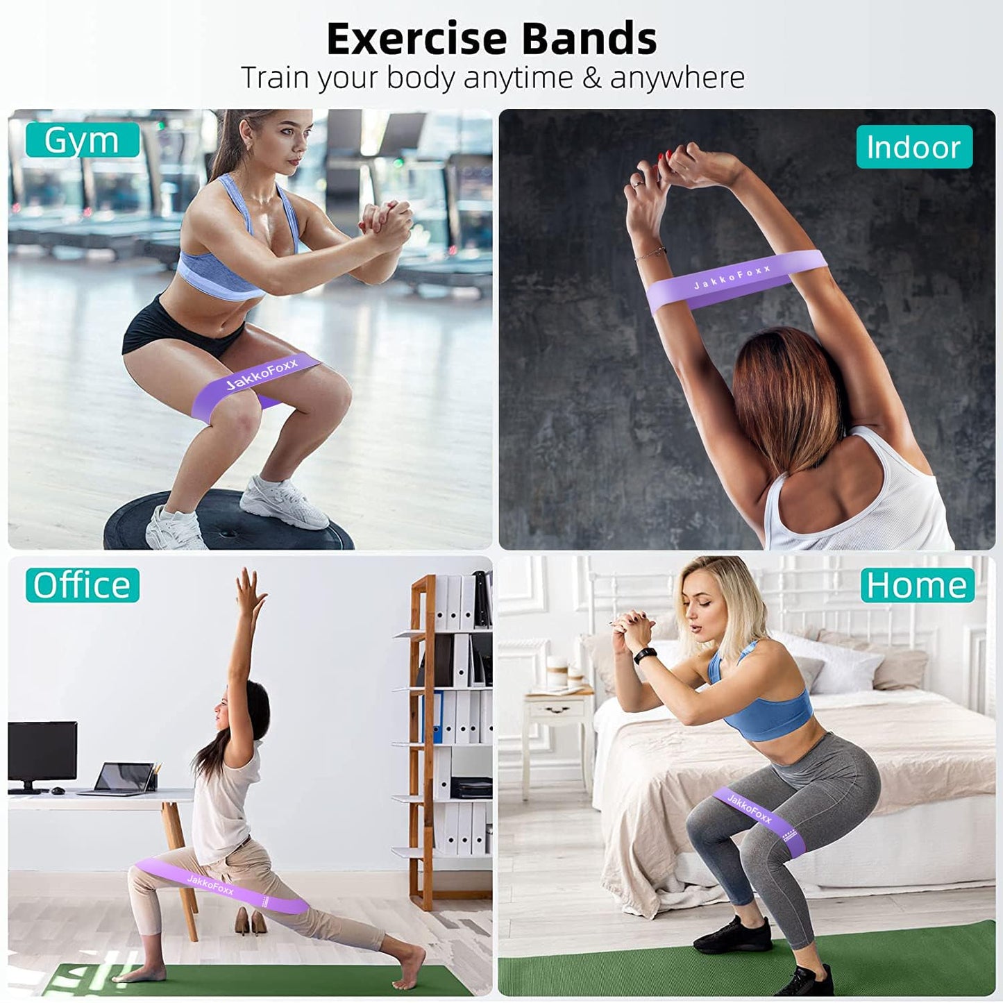 Resistance Loop Exercise Bands, Resistance Bands Exercise Bands for Home Fitness, Stretching, Strength Training, Physical Therapy,Elastic Workout Bands for Women Men Kids, Set of 5 (Purples)