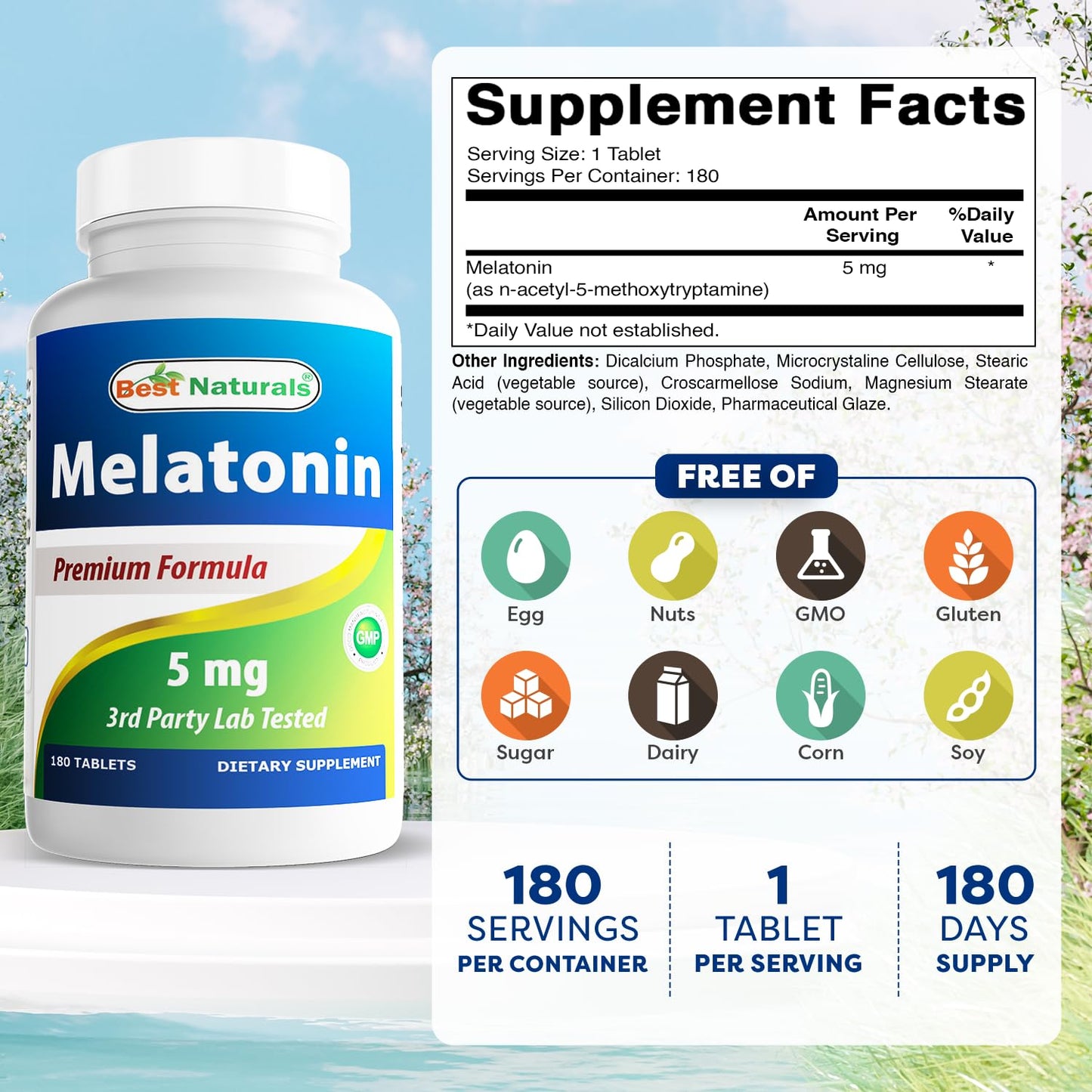 Best Naturals Melatonin 5 mg 180 Tablets