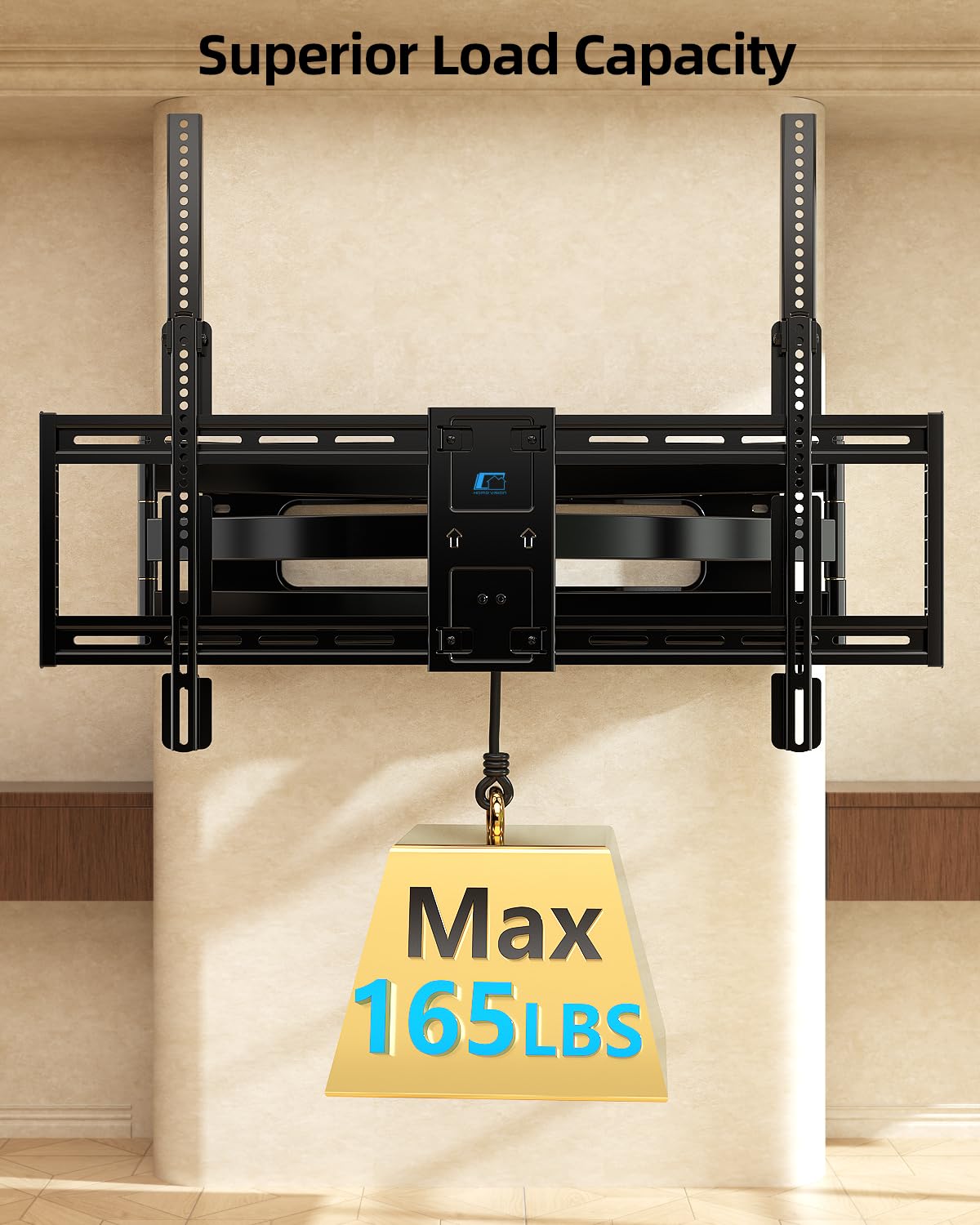 HOME VISION Full Motion Long Arm TV Wall Mount Bracket, Fits 75, 80, 85, 86, 98, 100 inch Flat or Curved TVs Up to 800x600 VESA & 165LBS, TV Mount with Full Motion, Swivel, Tilt, Extension, Heavy Duty