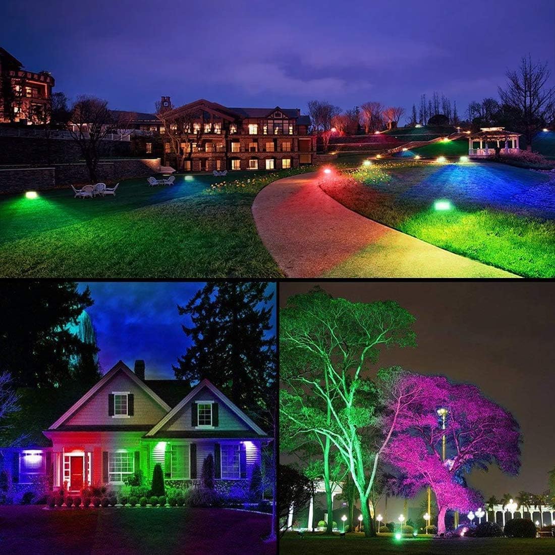 MELPO LED Flood Light 30W, 3000 LM, Bluetooth RGBW, IP66, 2 Pack, Black, Model BLFL-LFCA