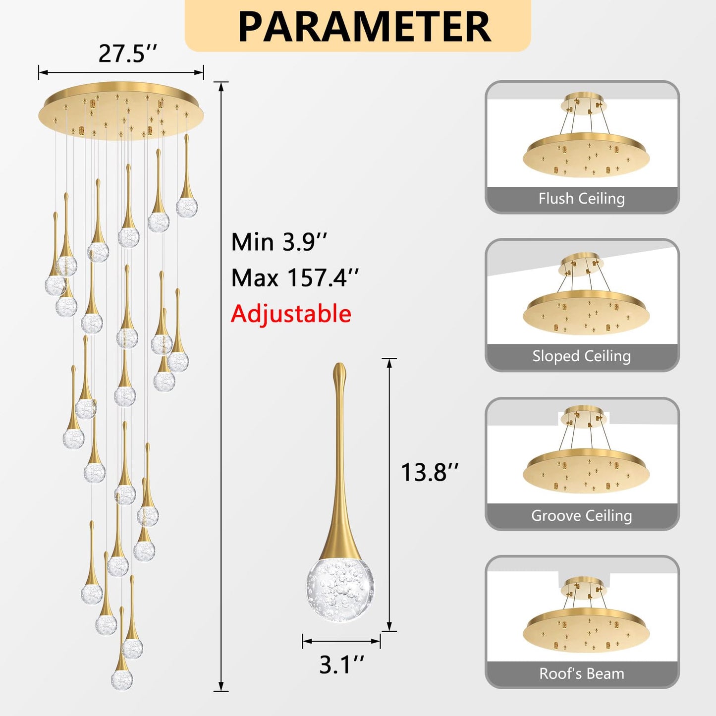 24 Light Modern Glam Crystal Chandelier For High Ceiling Led Dimmable Ceiling Pendant Light Staircase Foyer Enterway Living Room Chandelier Lighting Antique Gold