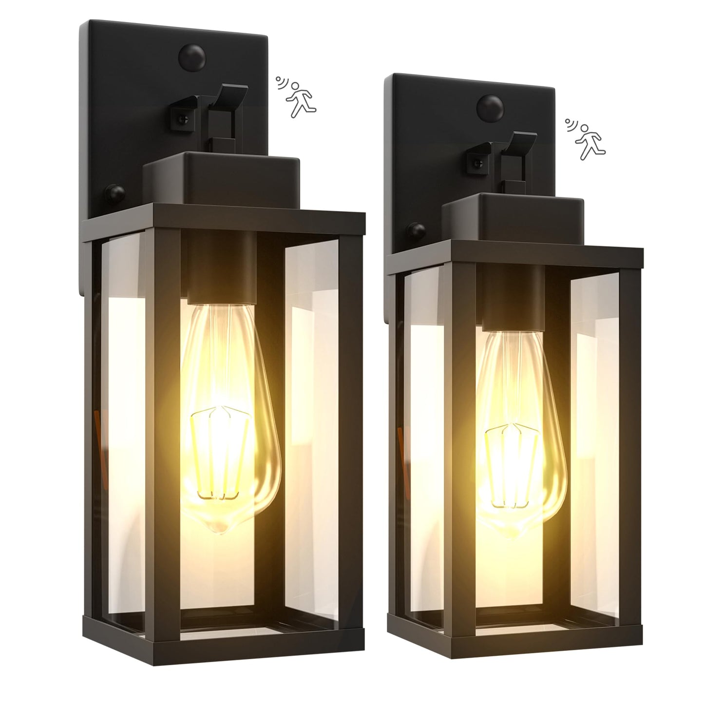 Kainozoic Motion Sensor Dawn To Dusk Outdoor Sensor Light Fixture Anti-Rust Exterior Wall Lighting Waterproof Outdoor Wall Lantern For Porch Patio Front Door Garage - 2 Pack