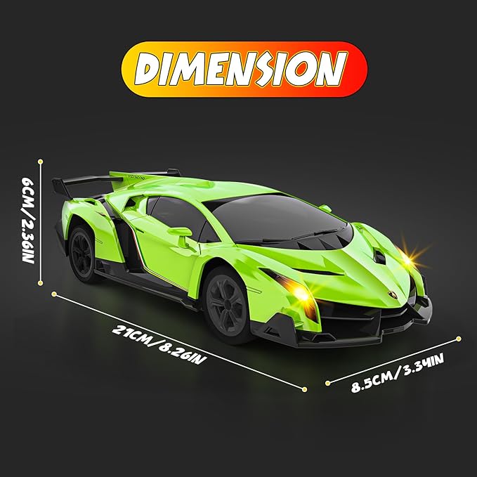 Lamborghini Remote Control Car, Officially Licensed 1:24 Scale 2.4GHz RC Drift Car Toys with Headlight, Lambo Hobby Rc Cars for Boy Girl 4-12 Years Old, Birthday Gift (Green)