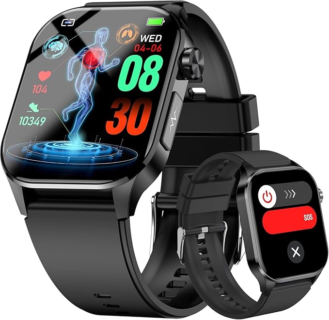 Advanced Health Smartwatch for Women Men with Real-Time Monitoring of Heart Rate, Blood Oxygen, Body Temperature, Blood Pr...
