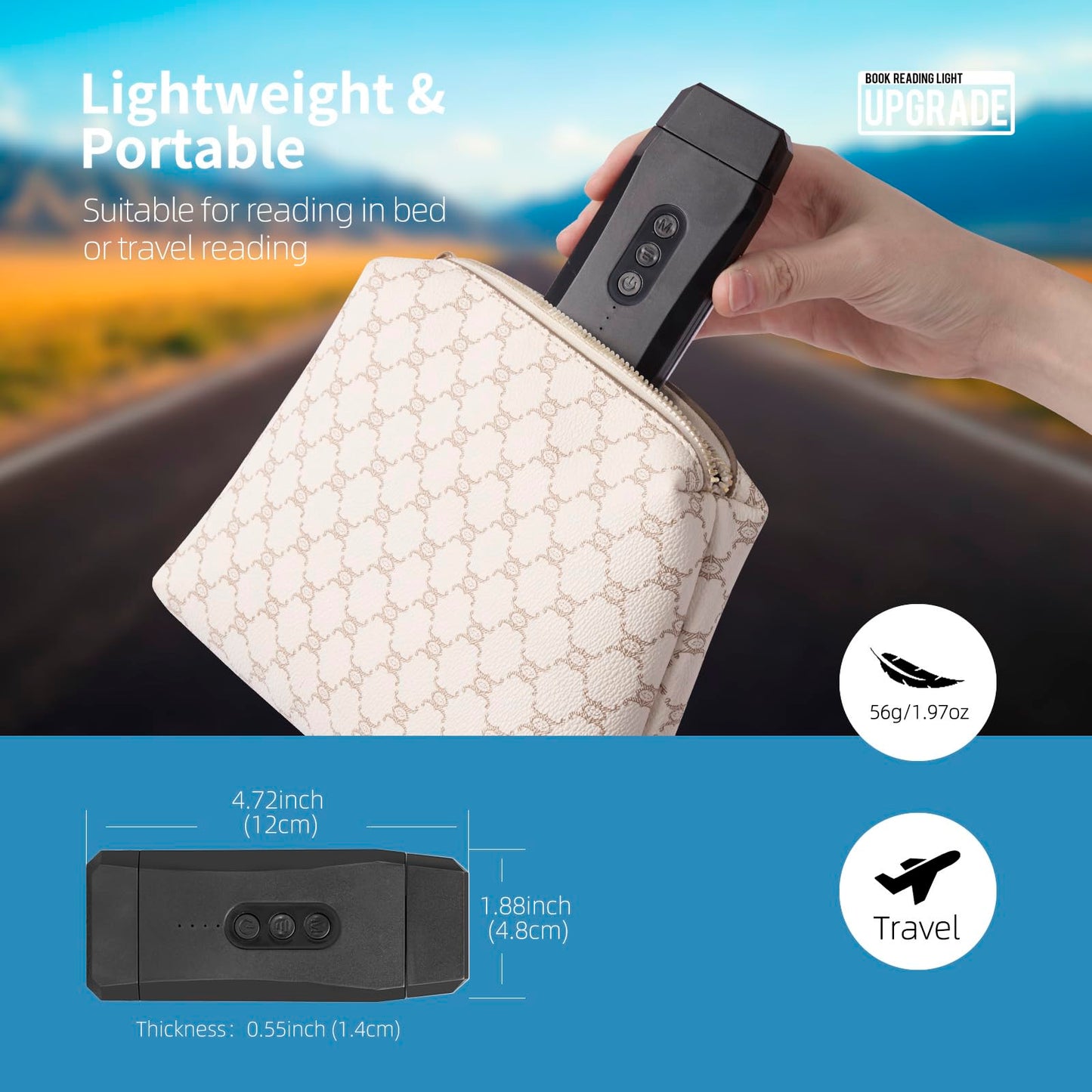 Egwaser Usb Rechargeable Clip-On Book Light, 3 Amber Colors, 3 Brightness Levels, 500Mah Black, Eye-Caring Reading Light For Kids & Book Lovers