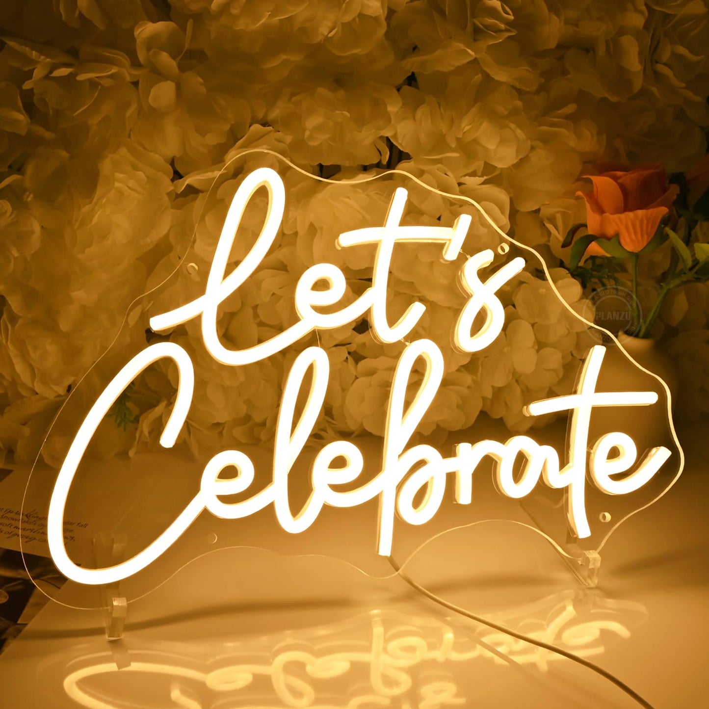 Planzo LetS Celebrate Led Neon Sign Light Wedding Gratuation Birthday Party Wall Sign Decor Backdropbedroom Bar Thanksgiving Christmas Banner Usb 15.75 X 10.16