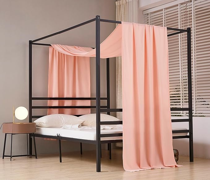Akiky Montessori Floor Bed Canopy Curtains Linen Canopy for Kids House Bed Canopy Scarf for Toddler Adult Bed Frame Canopy Panel Nursery Room Decor (Full/Queen,Pink)