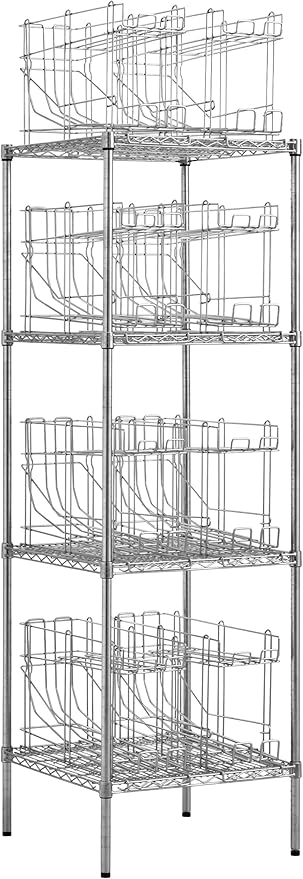 Commercial 24" x 24" Chrome Wire Shelf Kit with 8 Wire Can Racks (28W-670)