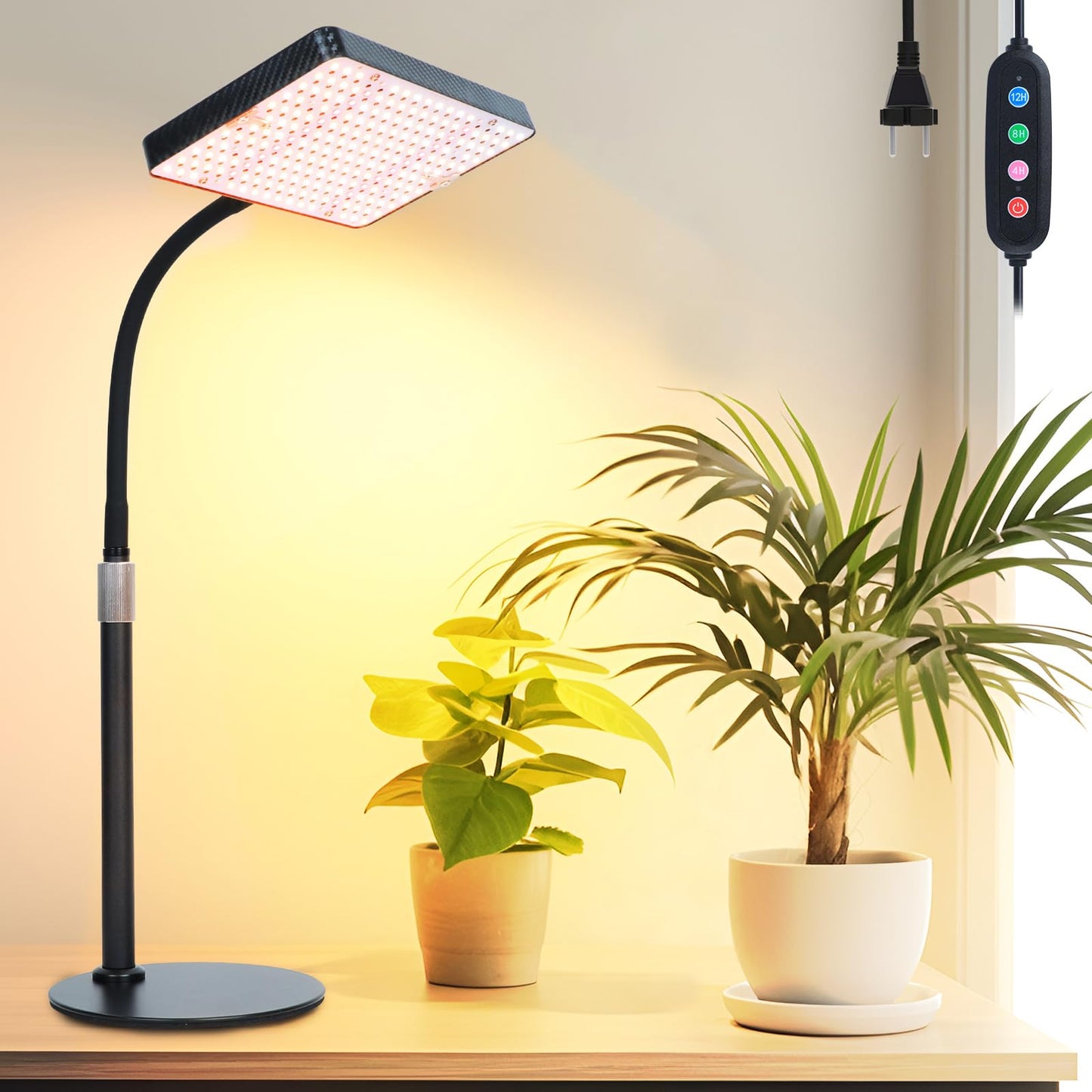 Orchbloom Tabletop Grow Light 25W Full Spectrum with Timer 1Head Black Zinqolay