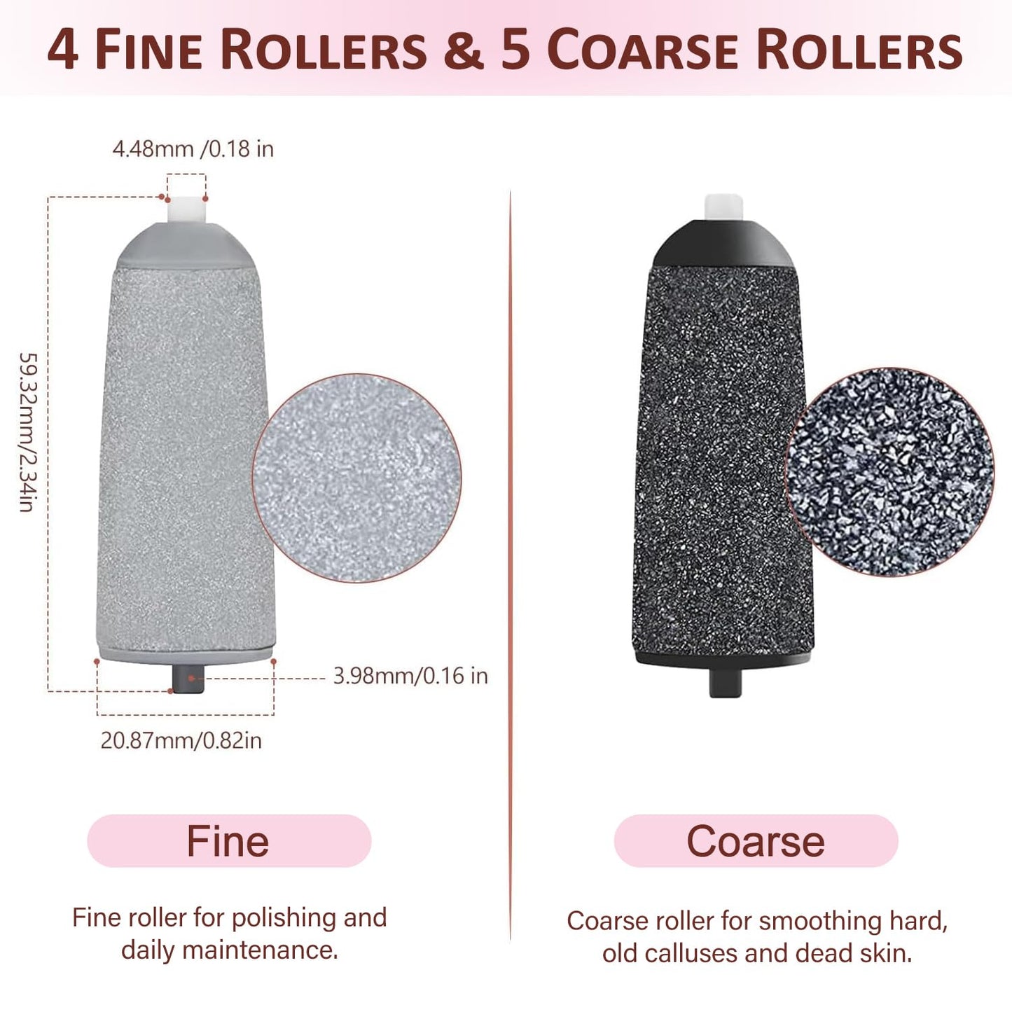 9 Pack Pedicures Replacement Heads, Electric Foot Callus Remover Roller Refills Include 5 Extra Coarse & 4 Regular Coarse Heads