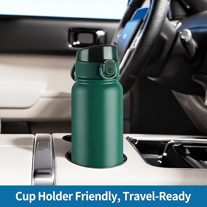 GOPPUS Insulated Water Bottle 20oz Stainless Steel BPA-Free Sports Bottle Ideal for School and Travel Silicone Spout Lid Prevents Leaks, Sweat, and Dust (army green)