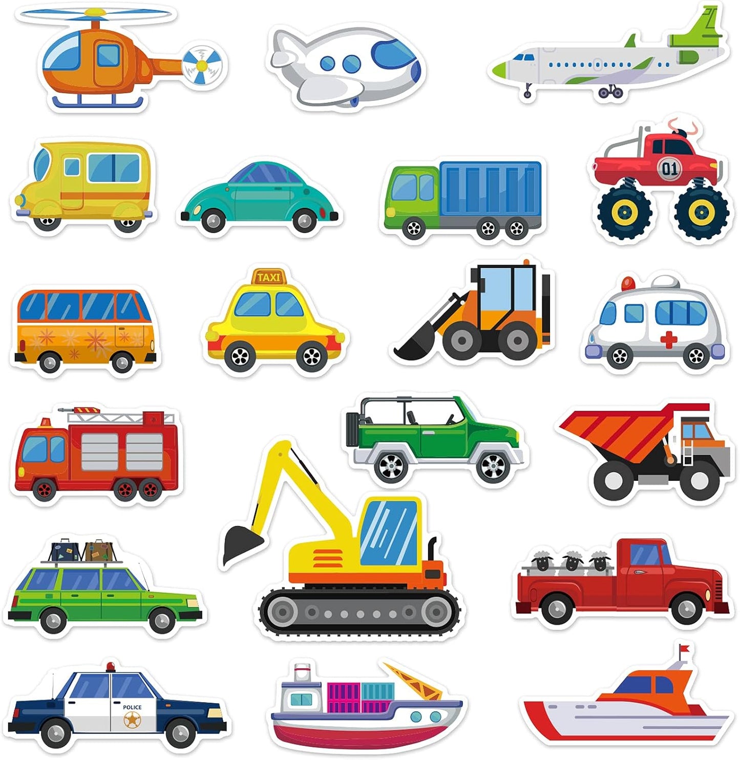 40 PCS Transportion Thick Gel Clings Vehicle Window Gel Clings Decals Stickers for Kids Toddlers and Adults Home Airplane Classroom Nursery Winter Car Party Supplies Decorations Removable and Reusable