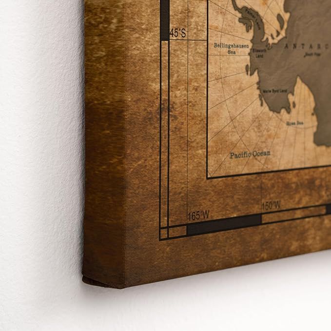 Canvas World Map with Cork Pin Board - English Lettering - Decorative Wall Decoration for All Rooms - Canvas Pictures with World Map Motif (70x50 cm, Pattern 1)