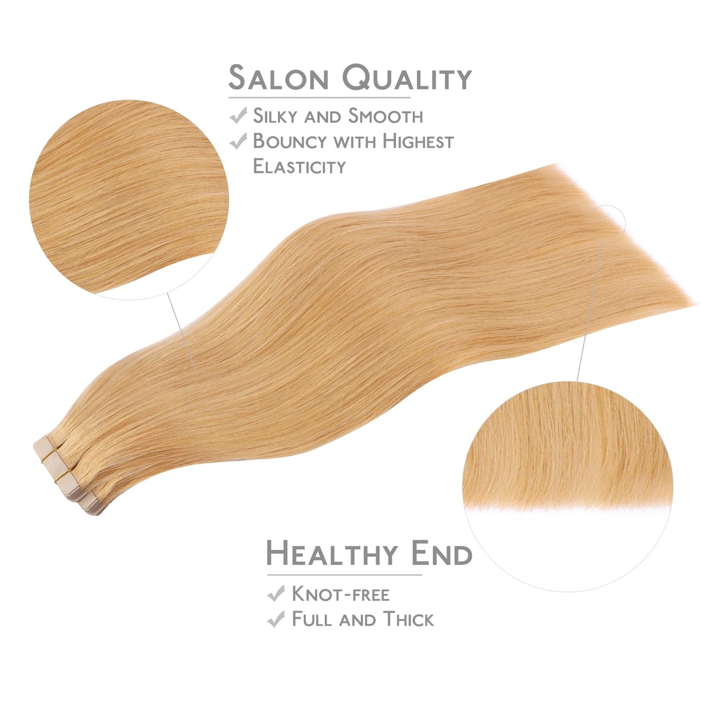 WENNALIFE Tape in Hair Extensions Human Hair, 40pcs 100g 24 inch Strawberry Blonde Hair Extensions Real Human Hair Straight Tape