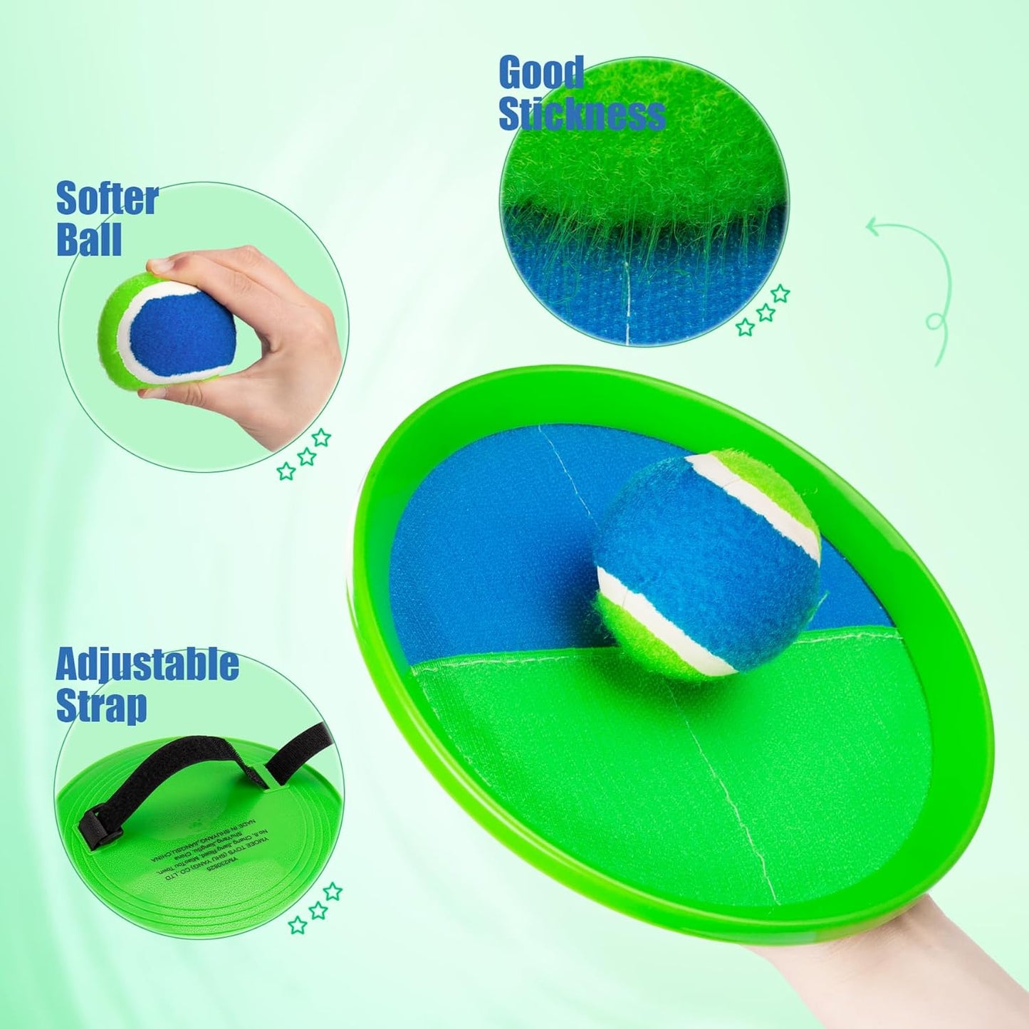 PlayZap Toss and Catch Ball Set Upgraded Stocking Stuffers for Toddlers Kids Teens Boys Girls - Baseball Toys Sturdy PVC for Beach Pool Yard Outdoor - Gift for 3-5 5-8 8-13+ Years