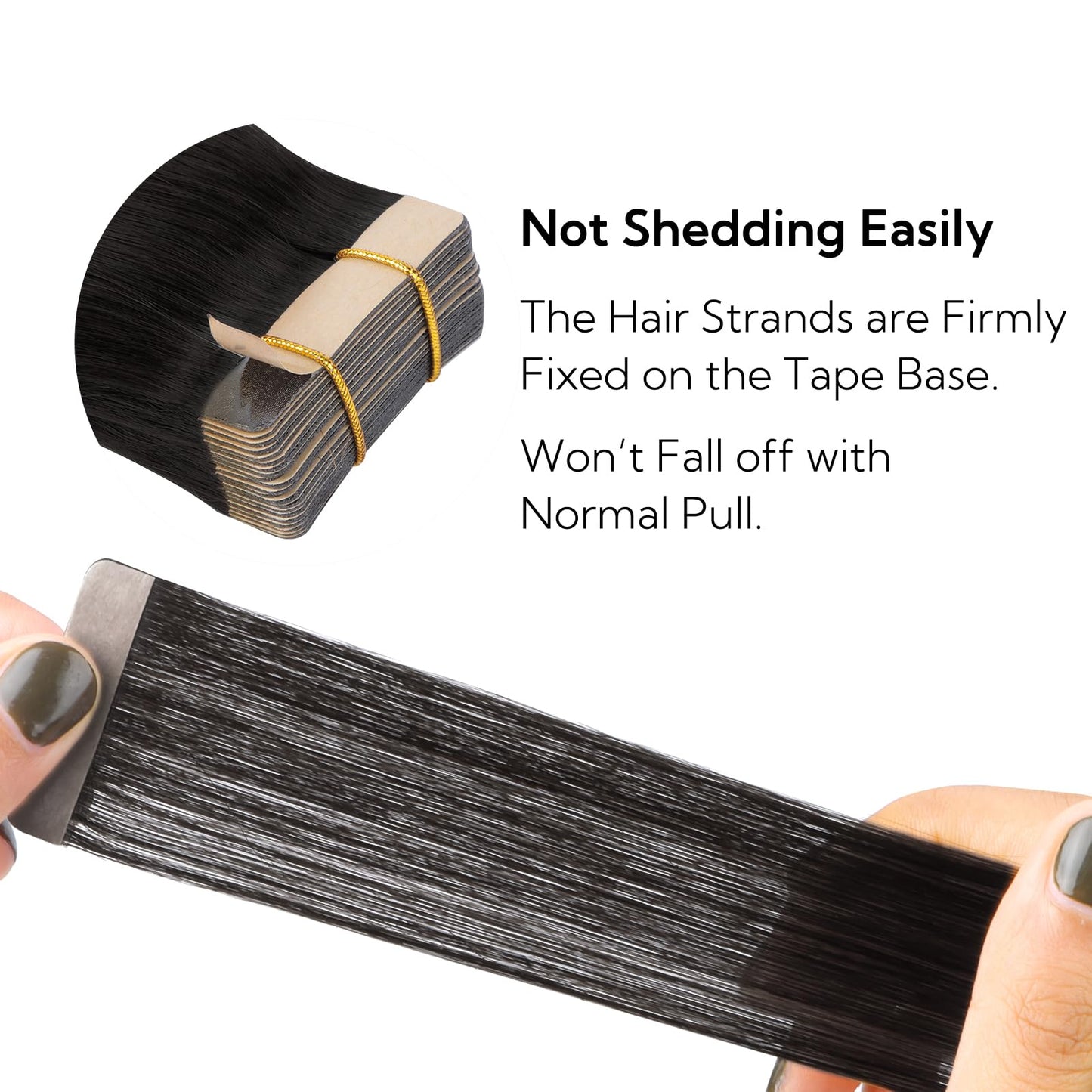 HOTBANANA Tape in Hair Extensions, 18 Inch 20pcs 50g Jet Black Tape in Real Remy Human Hair Extensions Straight