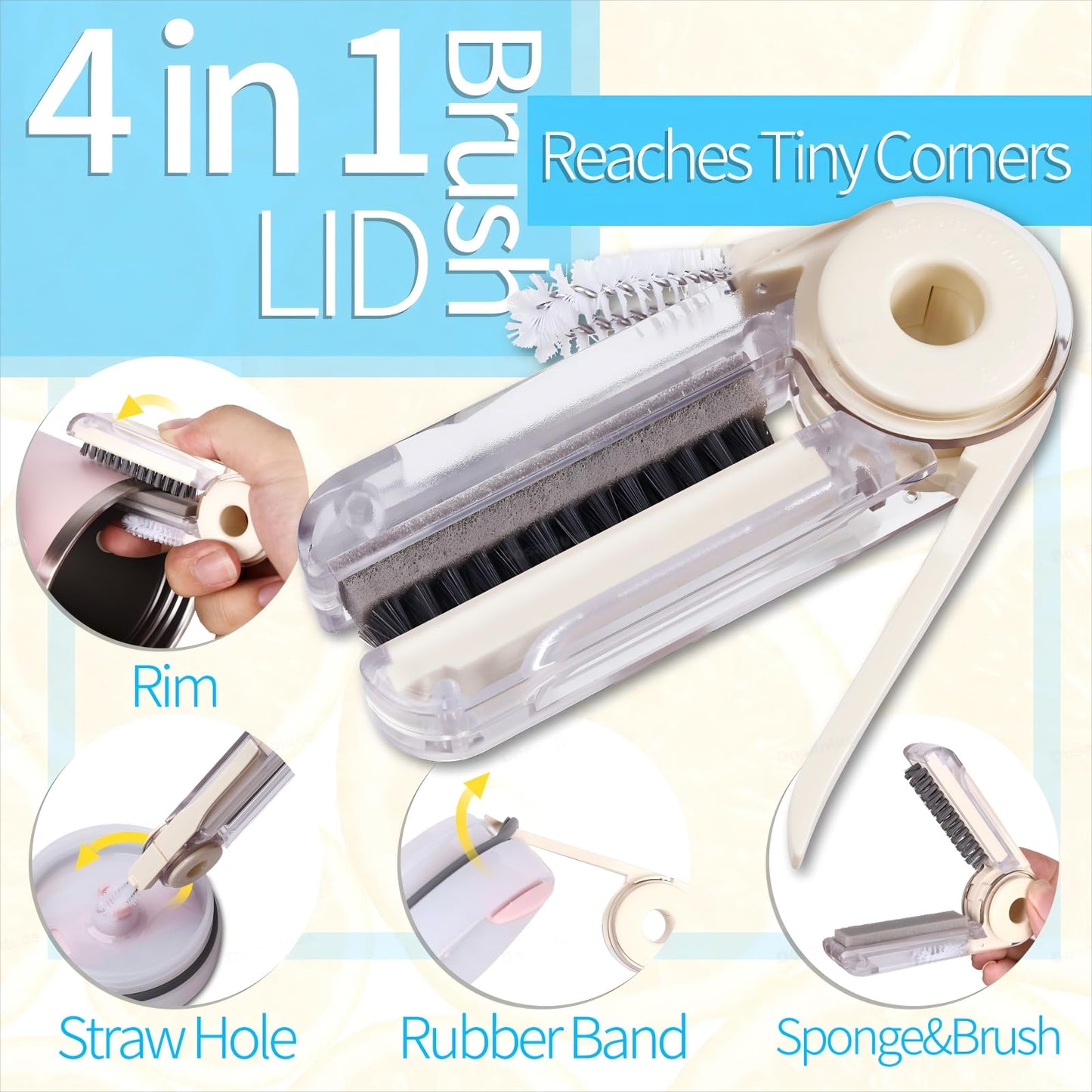 Dosanlues 8Pcs Water Bottle Cleaner Brush - Multipurpose Cup Cleaner Kit with Long Nylon Straw Brush Long Handle Silicone Bottles Cleaning for Tumbler, Sports Water Bottle, Wine Glass