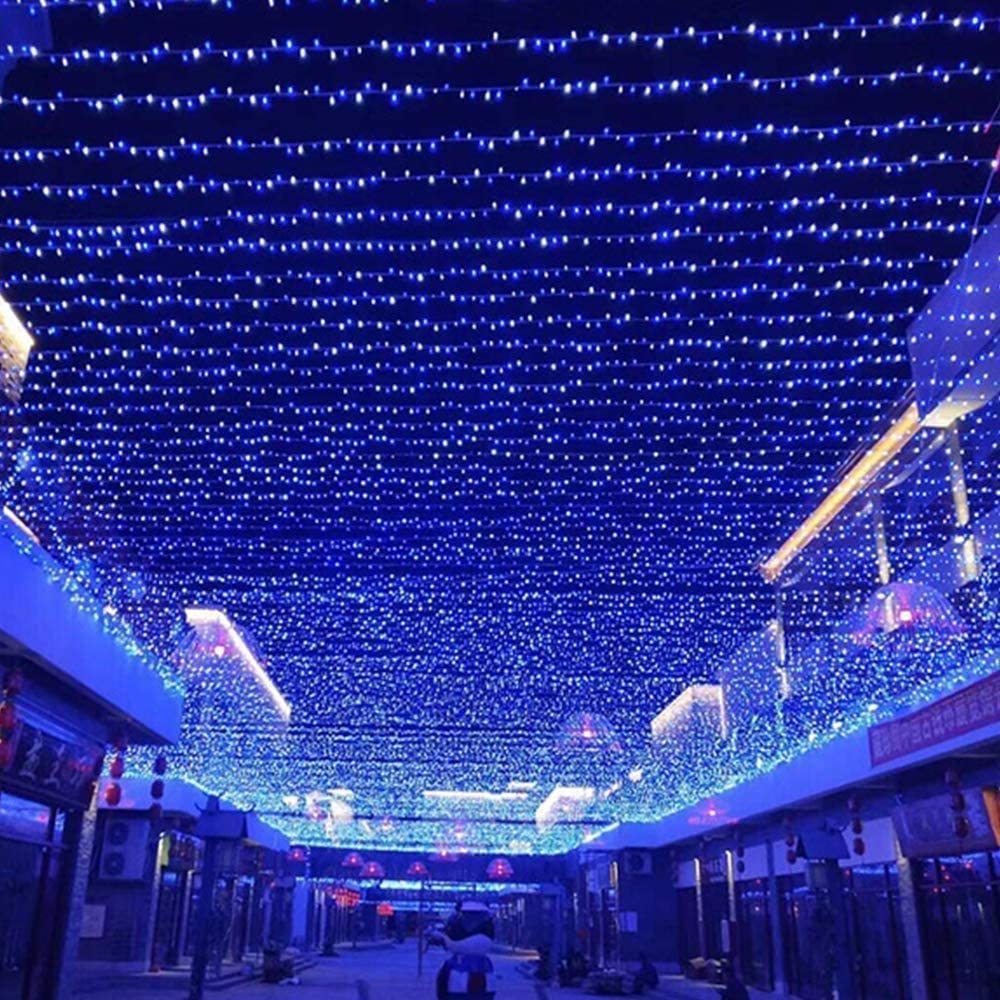 kemooie 500 LED Christmas Lights, 164FT, 8 Twinkle Modes, Waterproof, Blue and White, Model HB-500COI