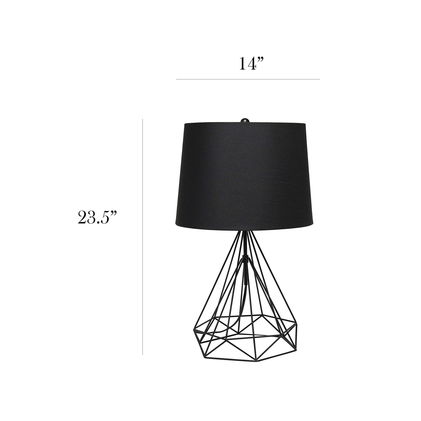 Elegant Designs LT1054-BLK Modern Table Lamp, Metal, 14inL x 14inW x 23.5inH, Black Matte