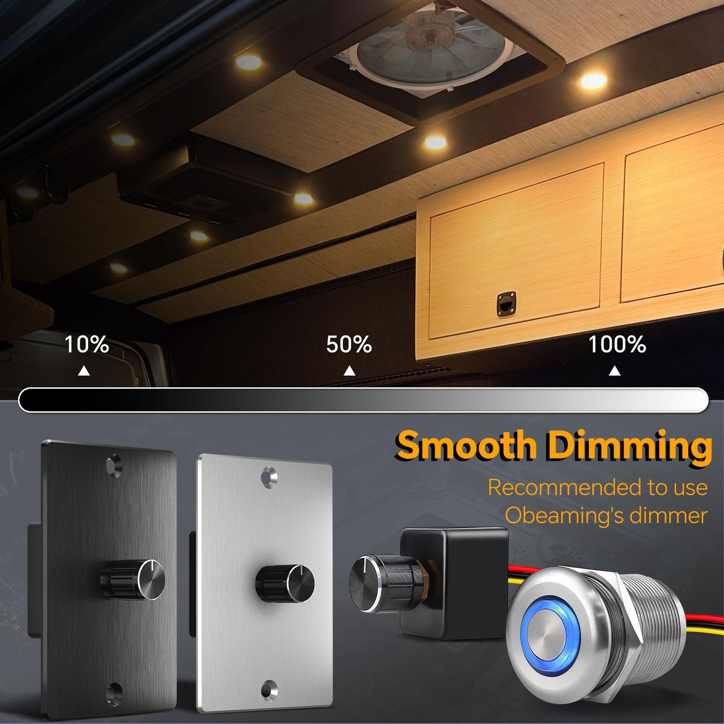 Obeaming 8 Pack 12 Volt Led Puck Light 2.75?Rv Recessed Mount Ceiling Light For Camper Van Truck Boat Interior Ceiling Kitchen Cabinet Lighting Cri 93 (Pearly White/Cool White)