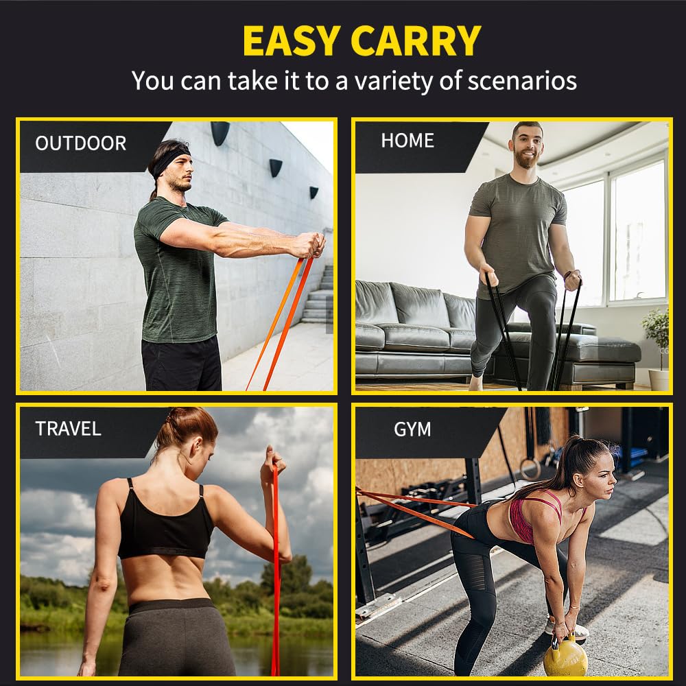 ROSAPOAR Resistance Band Pull up Band Fitness Exercise Bands Natural Latex for Workout Body Stretch Powerlifting Band Fitness Sport Training at Home/The Gym - Black