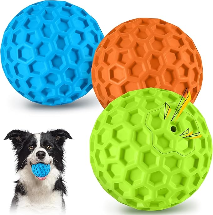 havit Indestructible Squeaky Dog Balls for Aggressive Chewers, Interactive Dog Toys to Keep Them Busy, Rubber Dog Chew Toy...