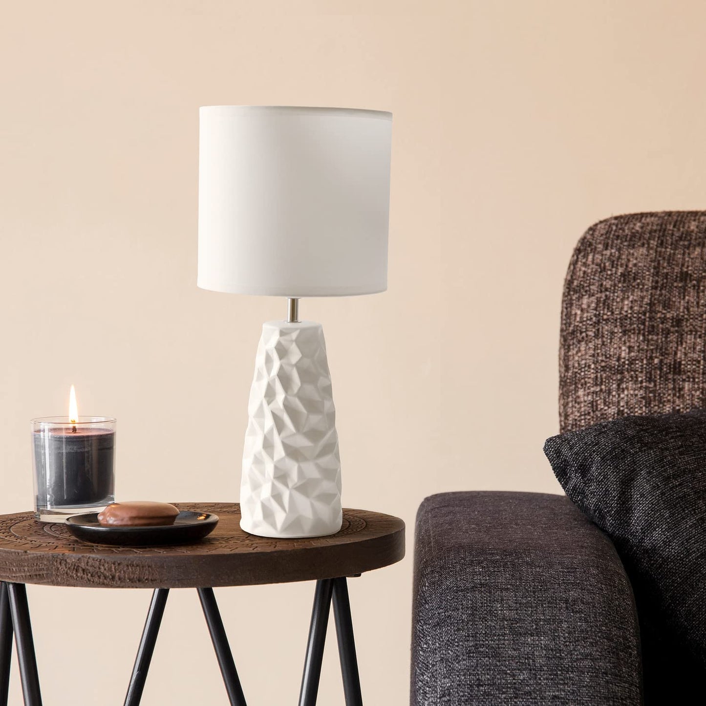Simple Designs LT2083-OFF Ceramic Table Lamp, Off-White, Pack of 1