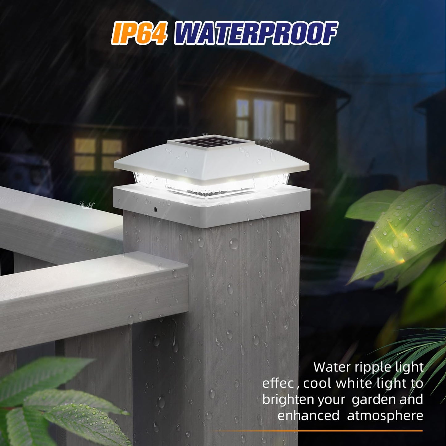 Aponuo Solar Post Cap Lights For 4X4 Wood & Vinyl Posts  Ip44 Waterproof Cool White Led 4X4 Post Solar Lights  Outdoor Garden Patio Yard Decor  8 Pack (White)