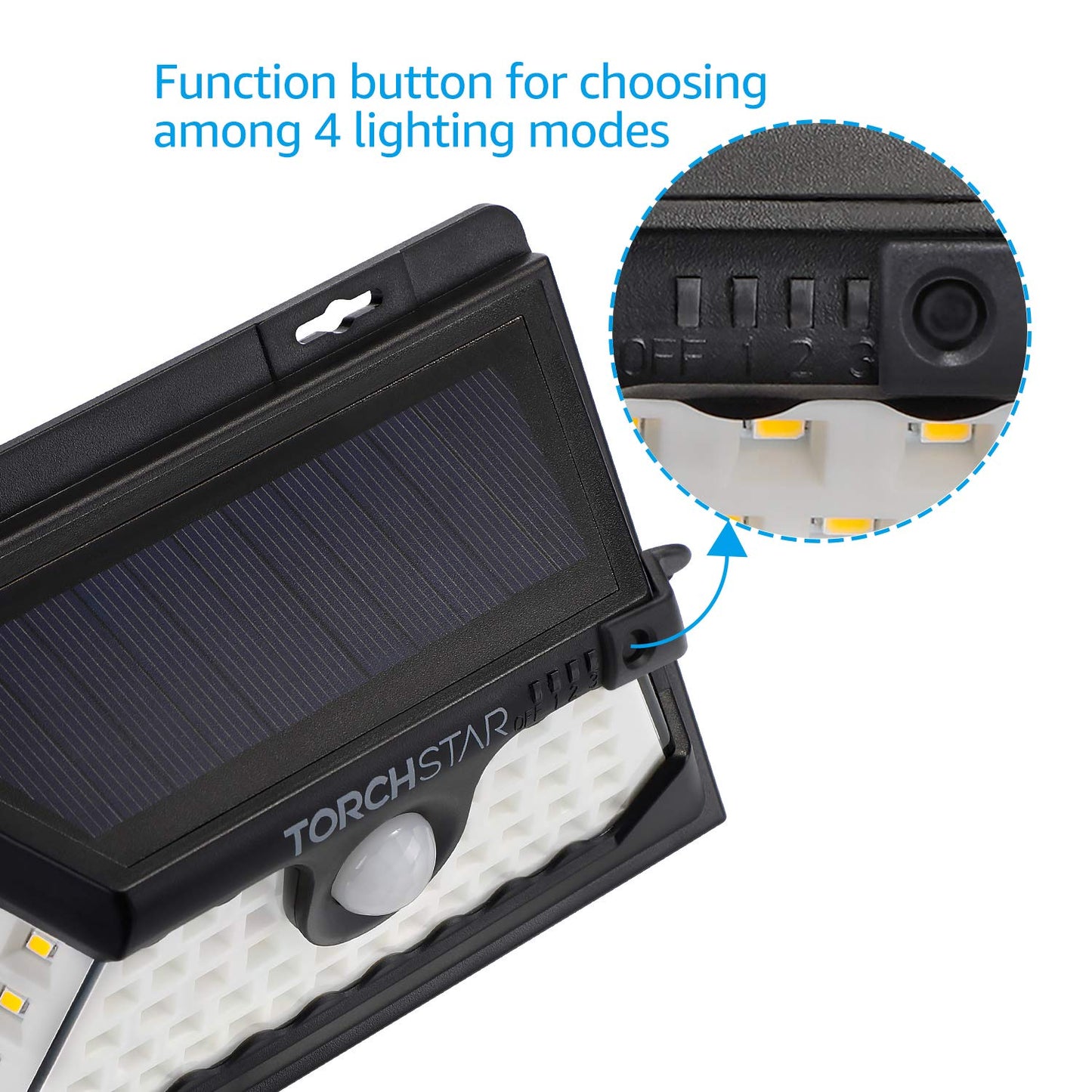 TORCHSTAR 58 LED Solar Security Light, Motion Sensor, IP65 Waterproof, 270° Beam Angle, 2 Pack, Warm White (3000K)