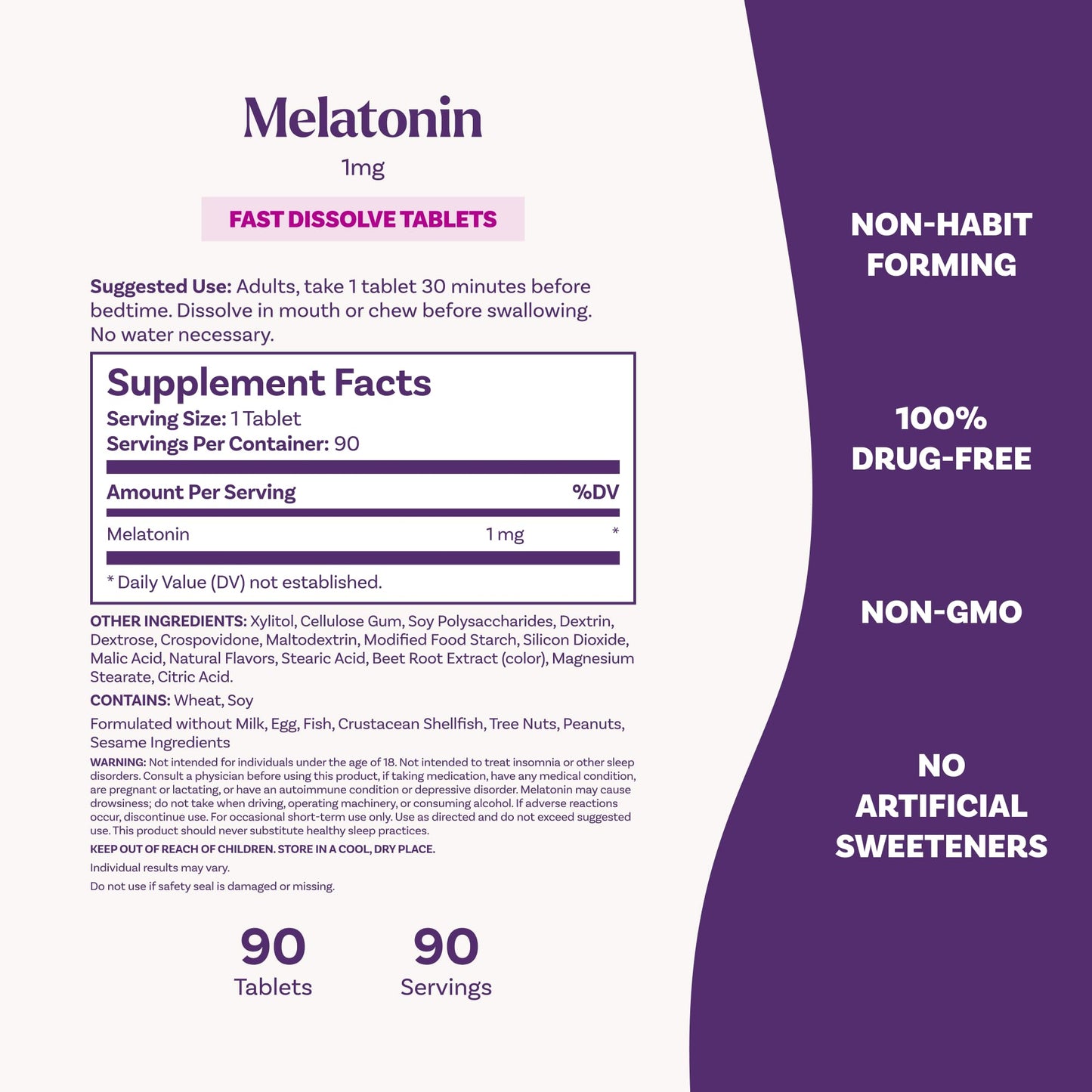 Natrol Fast Dissolve Melatonin 1 mg, Sleep Support for Adults