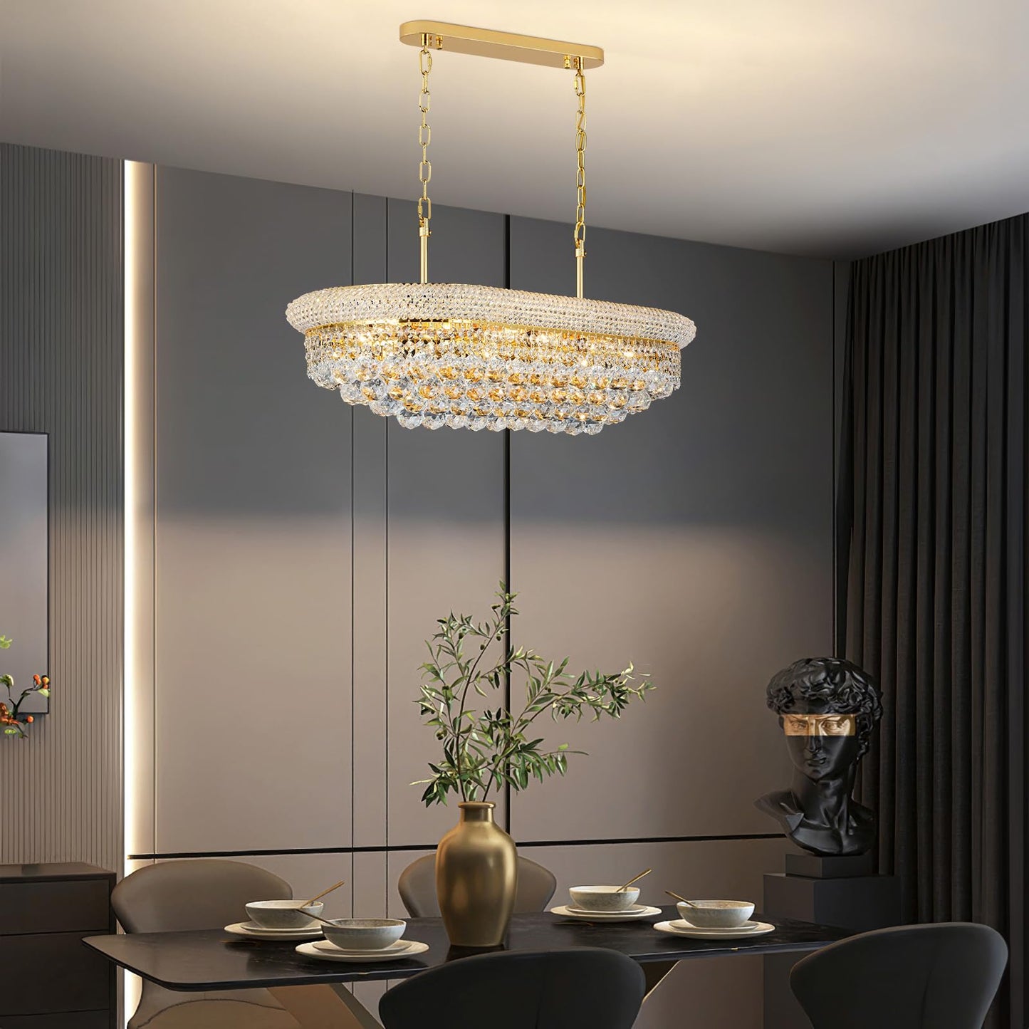 Gifarich Crystal Chandeliers For Dining Room Light Fixtures Over Table  Modern Crystal Chandeliers For Kitchen Lsland  9 Lights Empire Style Gold stylish Lighting Fixtures For Living Room Bar L31 Inch