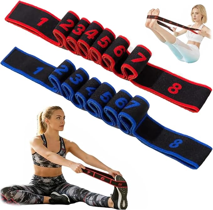 2PCS Fitness Resistance Band for Stretching and Yoga, Numbered Resistance Band with Clear Markings, 8-Section Elastic Trai...