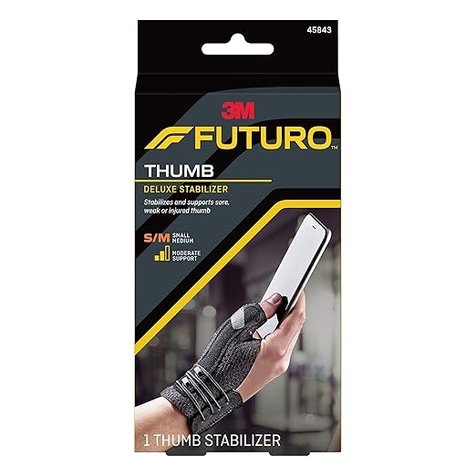 FUTURO Deluxe Thumb Stabilizer, Left or Right Hand, Small/Medium Size, Adjustable, Stabilizes and Supports Sore, Weak or I...