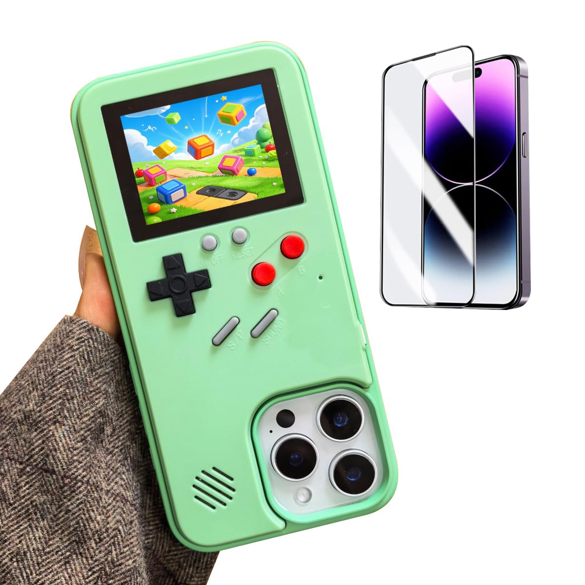 ERAKOLE for iPhone 16 Pro Case Game Design Retro Video Game Phone Cover, Classic Creative Birthday Gifts, Playable Shockproof Fu