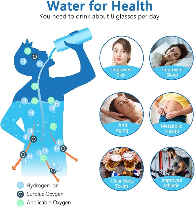 Hydrogen Water Bottle, Portable Rechargeable Hydrogen Water Bottle Generator for Home Travel Office Exercise, Black